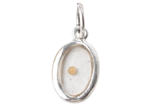 Faith of Mustard Seed Oval Charm: Antique Silver