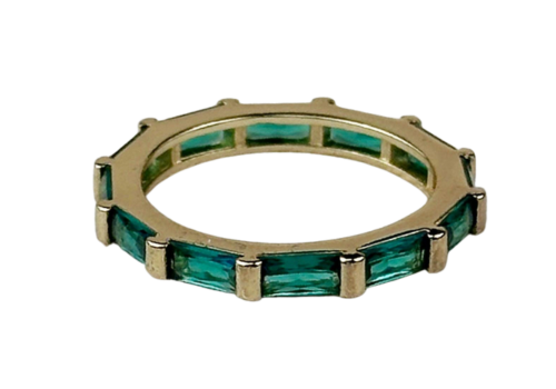18k Gold Filled Baguette CZ Band Ring: Emerald