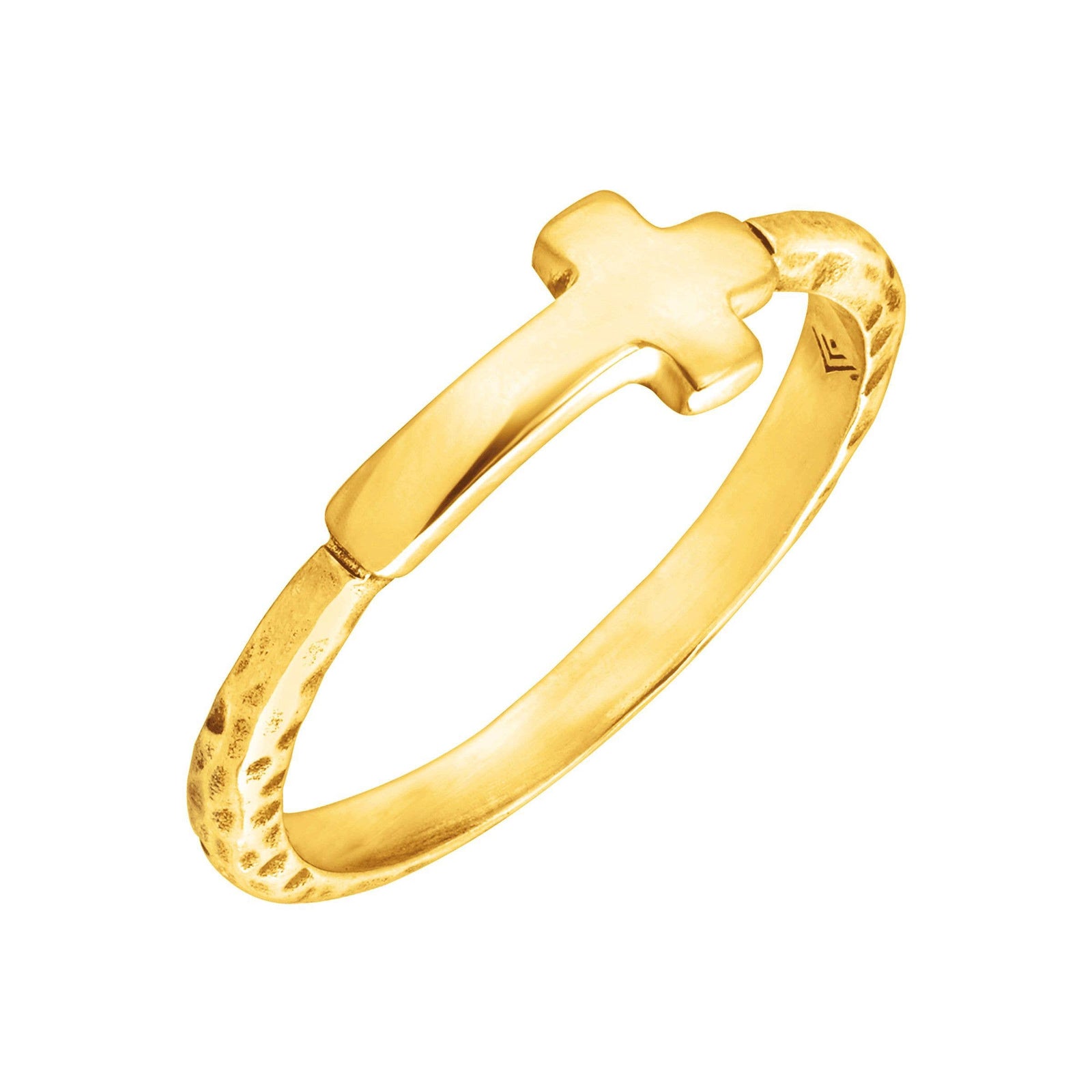 Silpada 'Simplex Cross' Textured Ring in Sterling Silver: Gold Plated Size 5