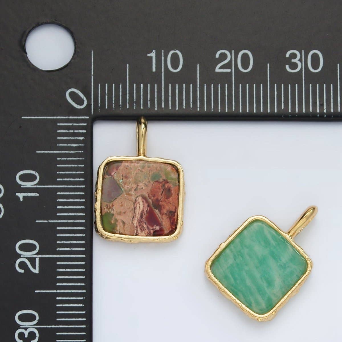 24K Gold Filled Square Natural Gemstone Foil Pendant: Citrine