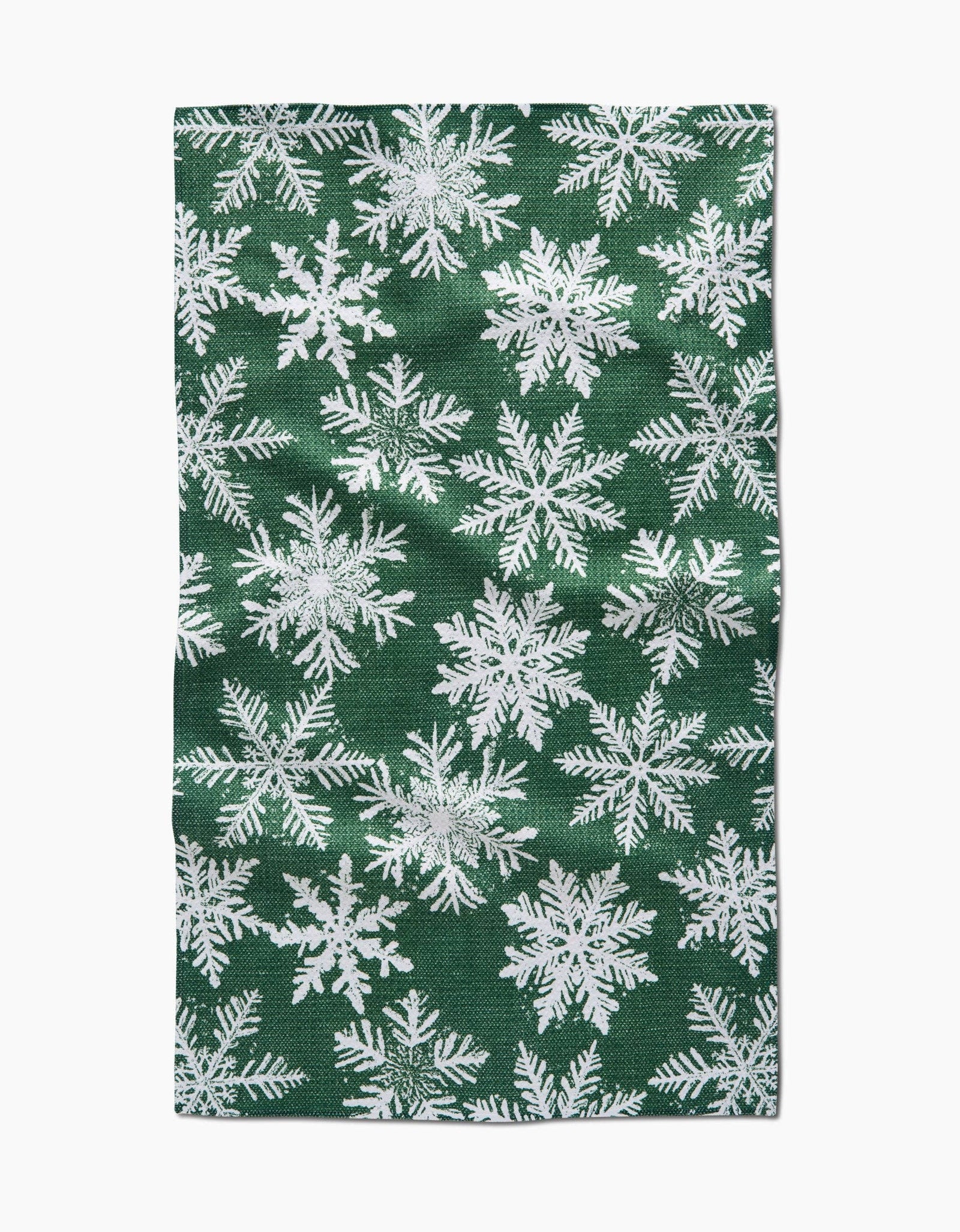 Snowy Days Green Geometry Tea Towel