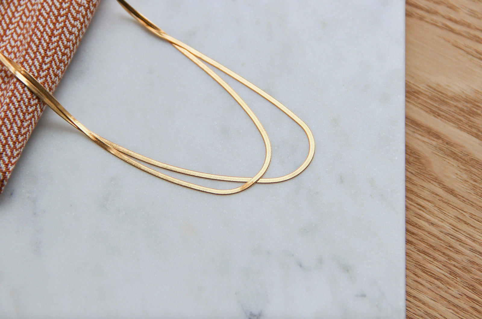 18K Gold Filled Flat Snake Chains Double-Layered
