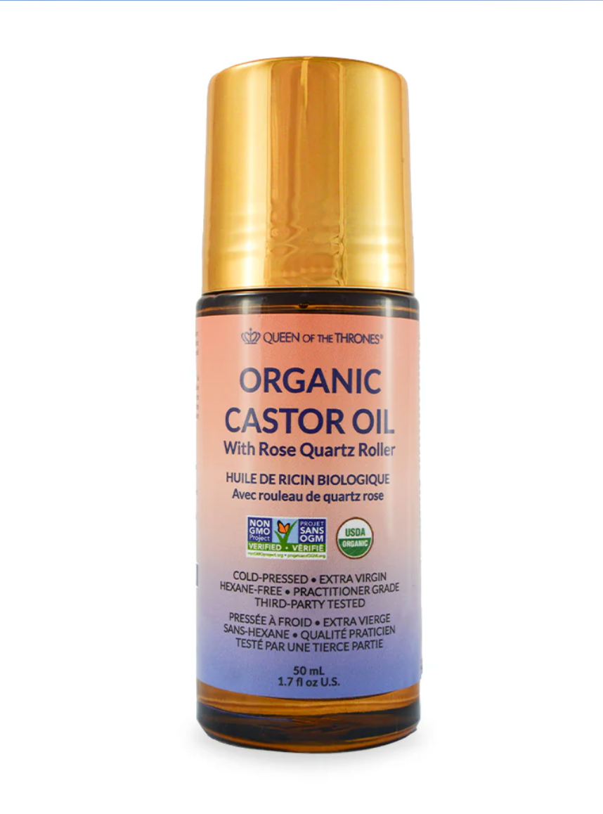 Organic Castor Oil Roll-On with Rose Quartz 1.7oz (50ml)