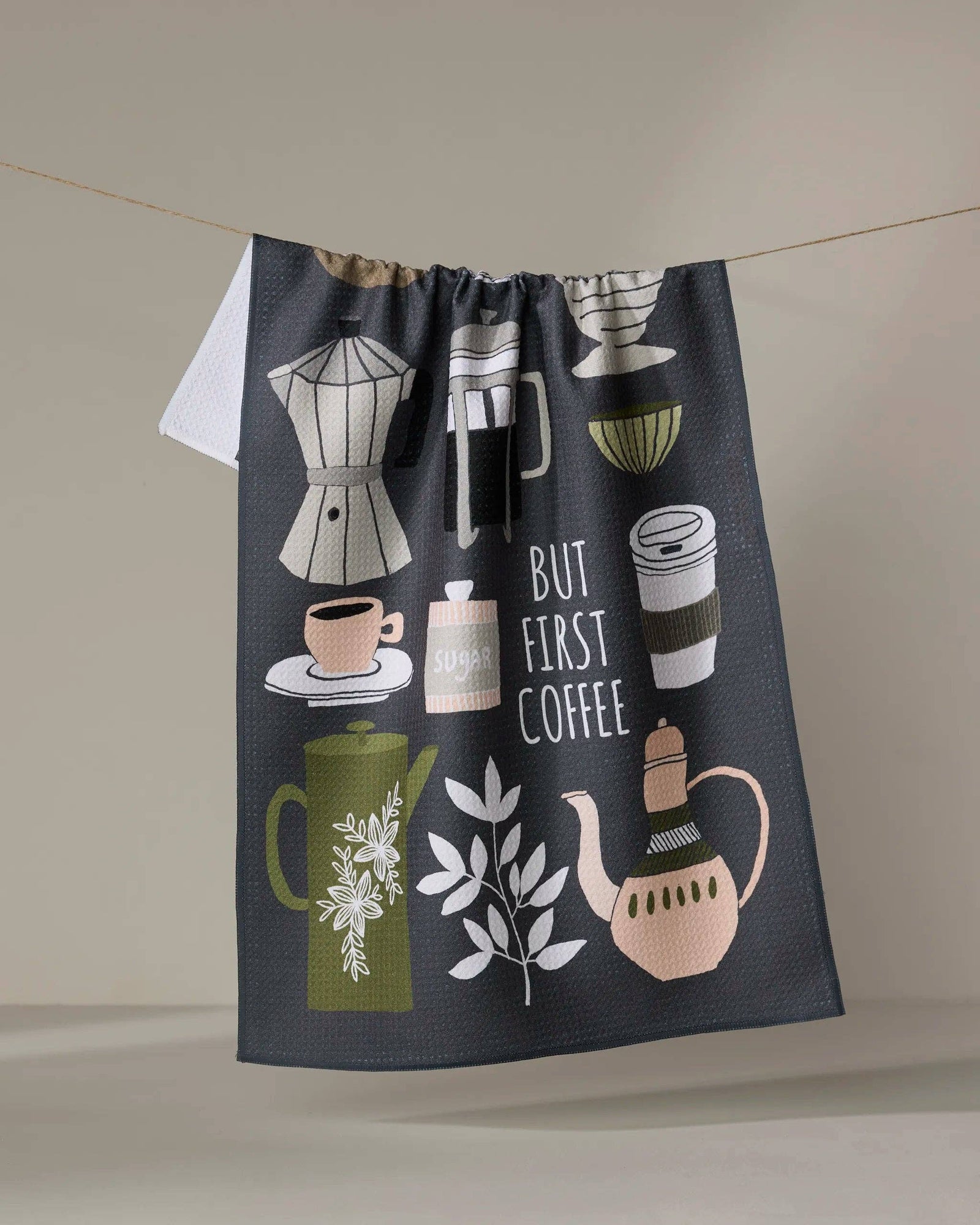 But First, Coffee Geometry Tea Towel