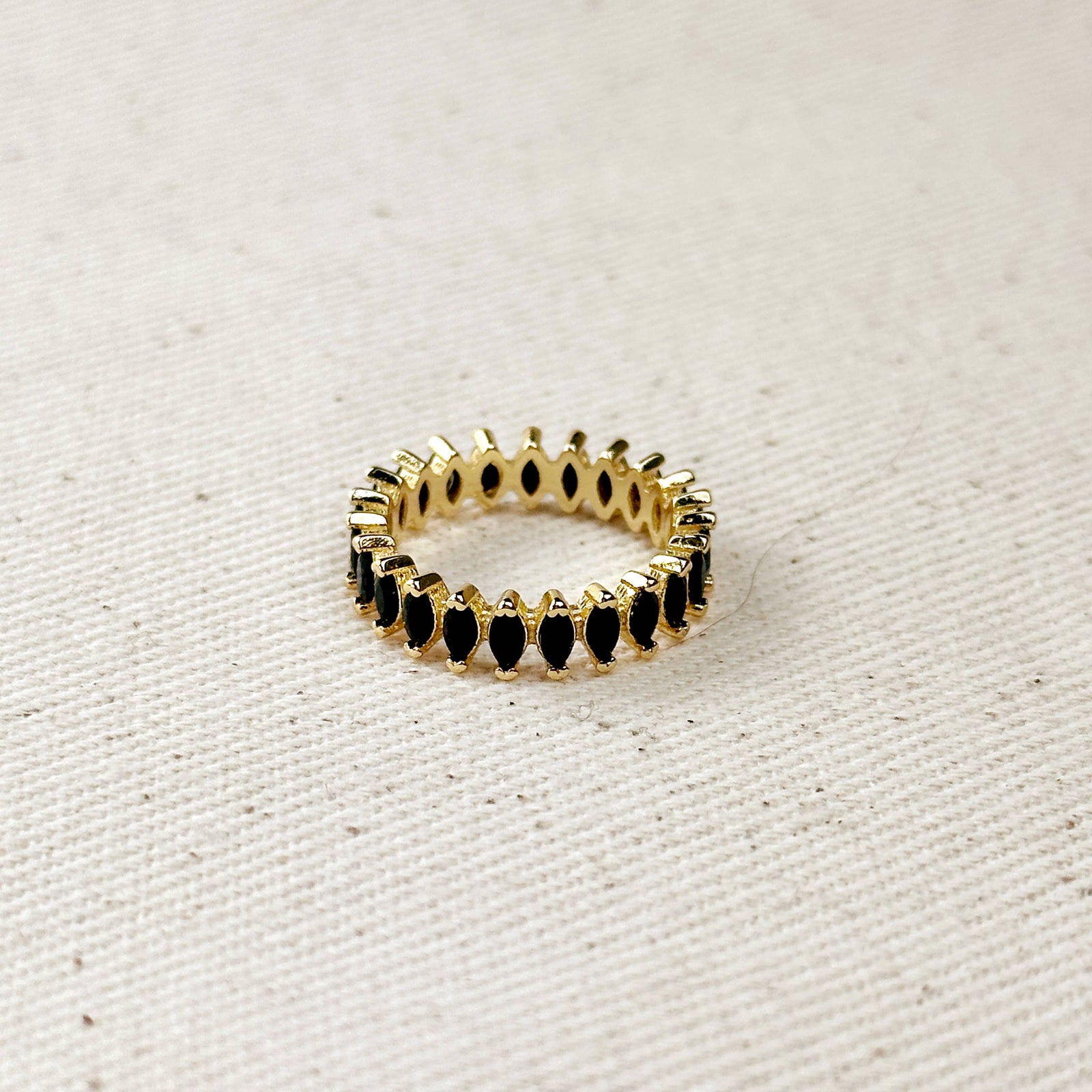 18k Gold Filled Marquise Eternity Band Ring: Black