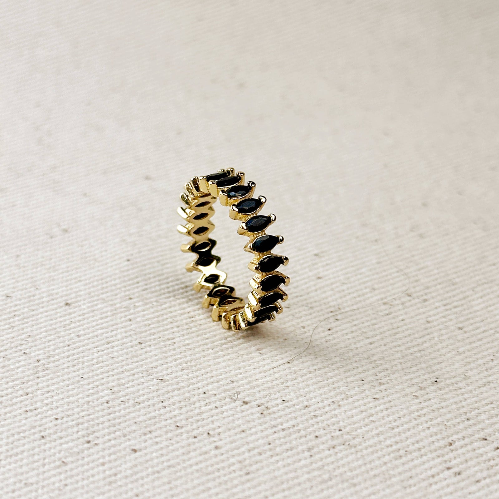 18k Gold Filled Marquise Eternity Band Ring: Black