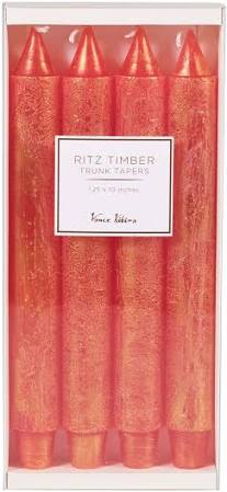 10" Red Ritz Timber Taper Candles - Set of 4