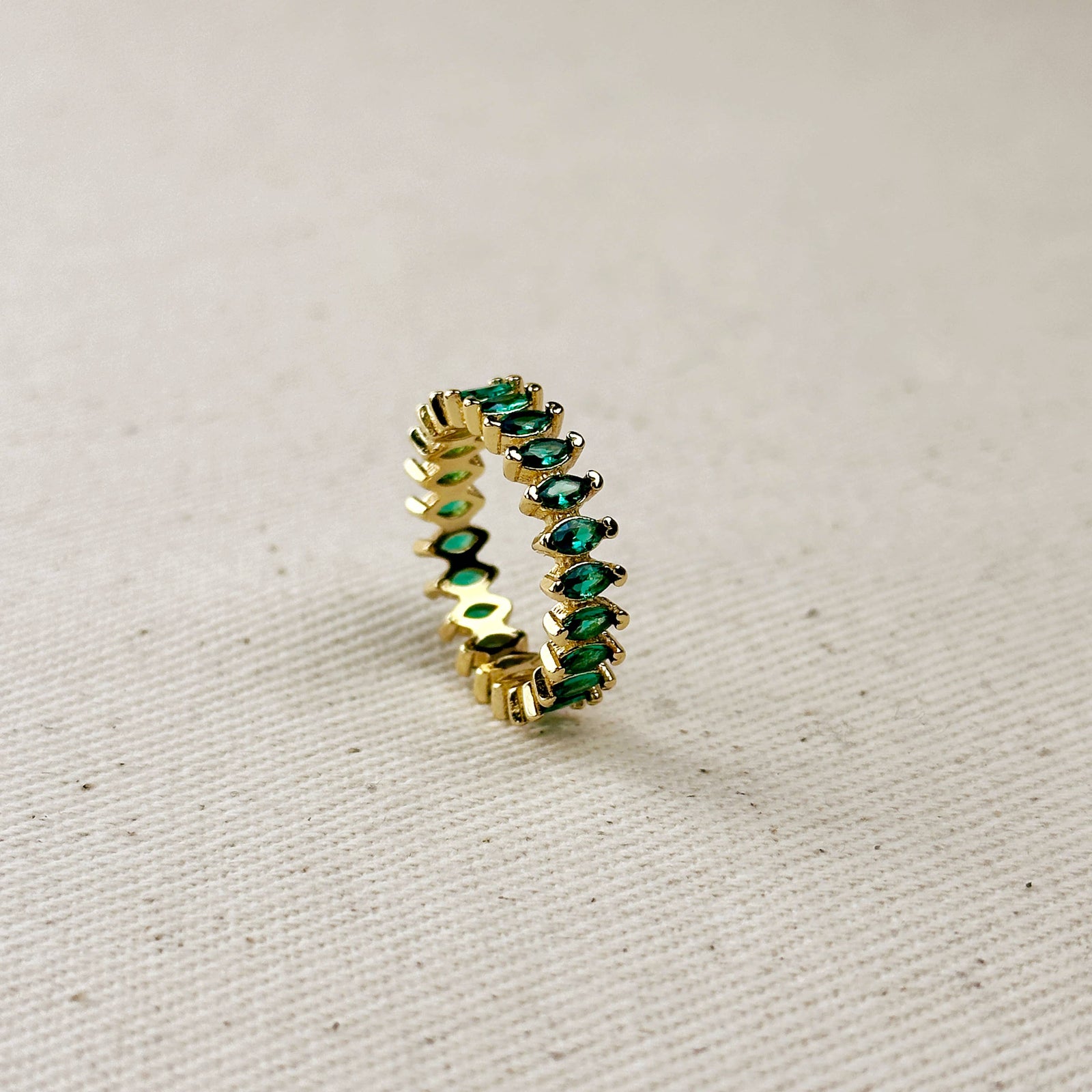 18k Gold Filled Marquise Eternity Band Ring: EMERALD