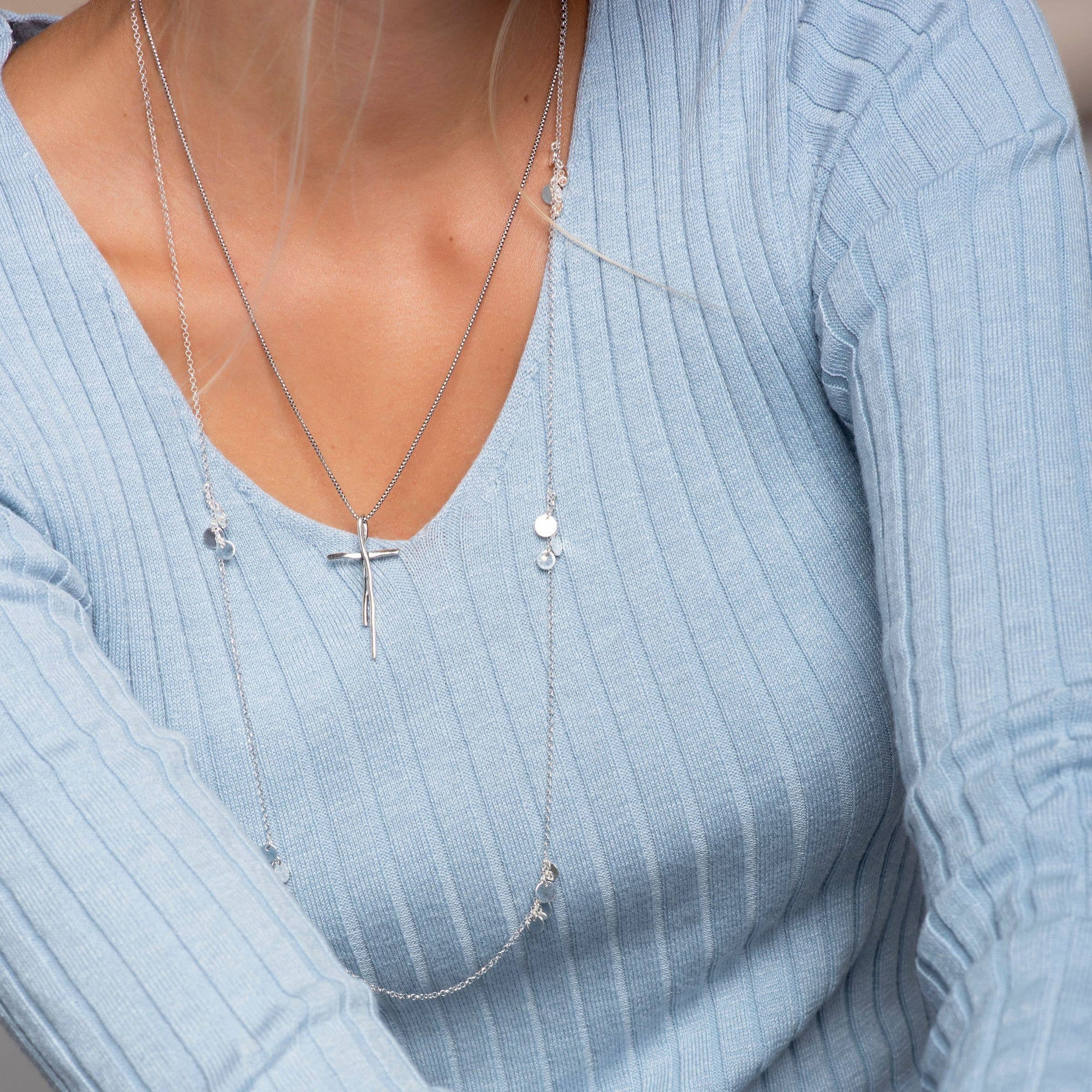 Silpada 'Organic Cross' Pendant Necklace in Sterli: 1 5/8