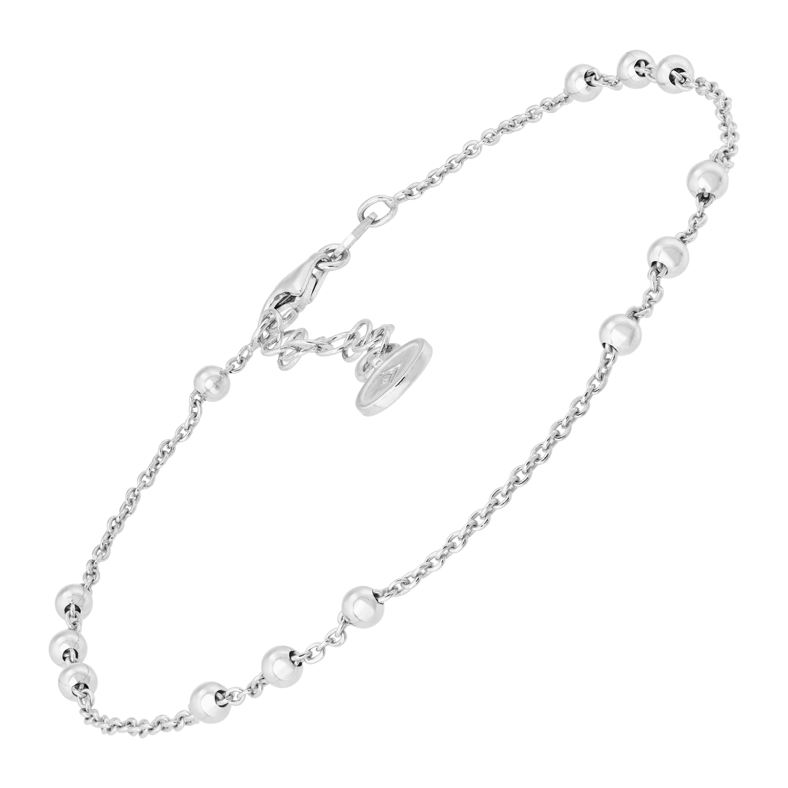 Silpada 'Bead Up' Sterling Silver Anklet, 9" + 1": White / 10
