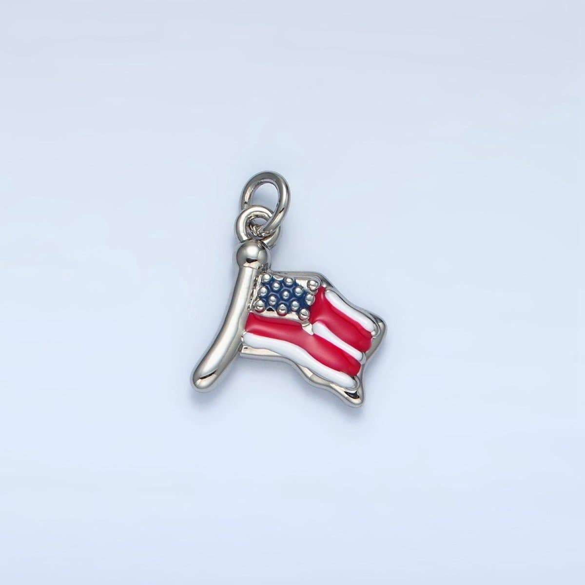 24K Gold Filled 12.5mm United States of America USA Flag Charm in Gold & Silver | N770: Gold
