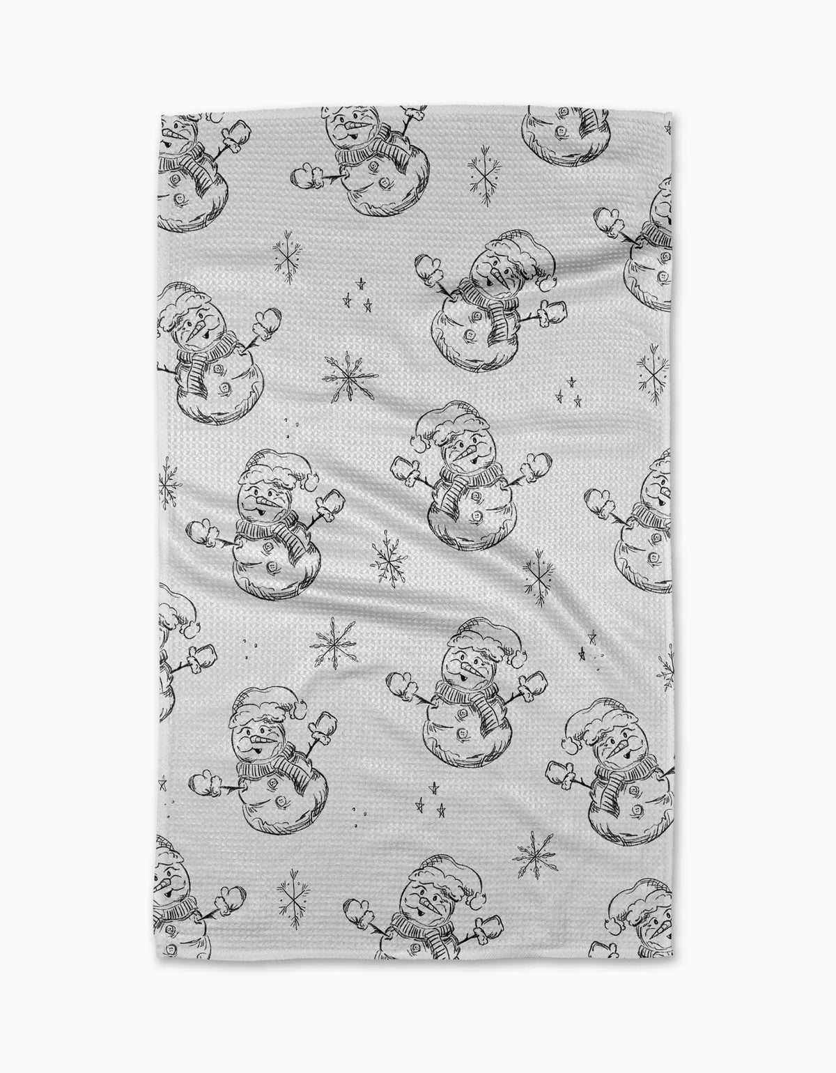 Snowmen Geometry Charcoal Tea Towel