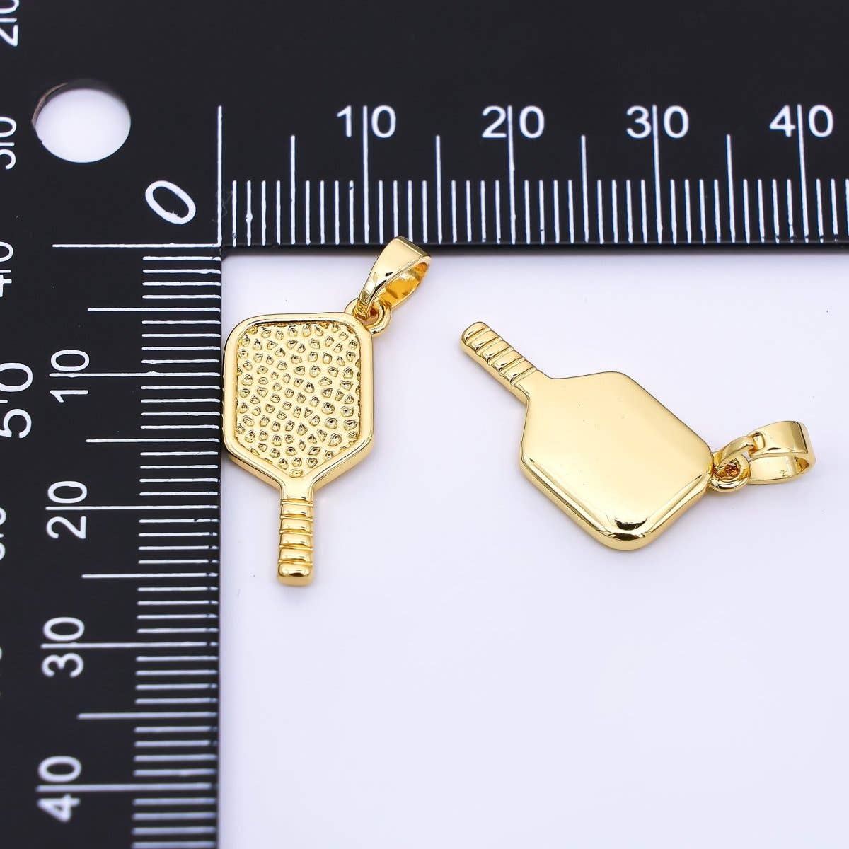 24K Gold Filled 21mm Pickleball Paddle Racket Sport Charm