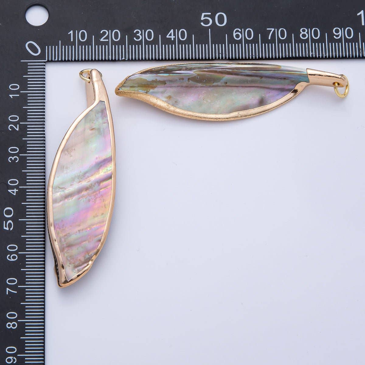18K Gold Filled Mother of Pearl Curved Geometric Pendant 67mm