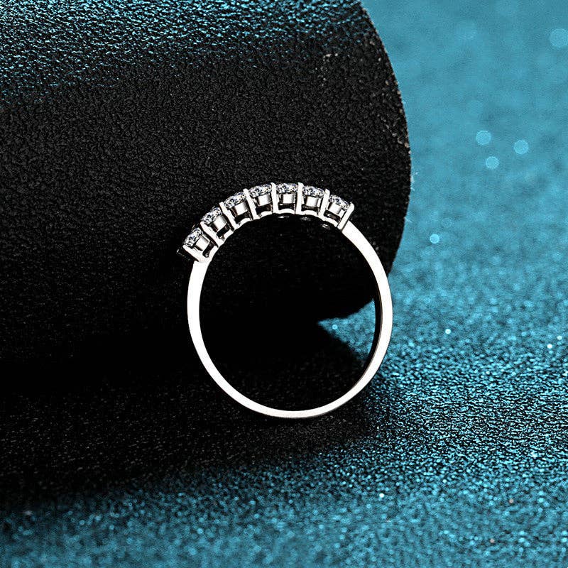 Pave Moissanite Wedding Band Ring in 925 Sterling Silver: 0.28 ct / 7 1/3 US/CA
