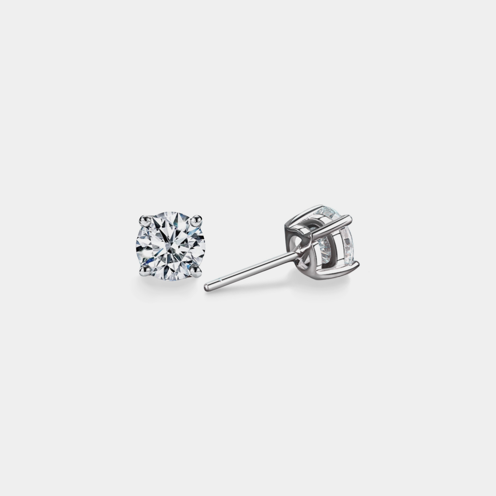 Four-Prong Moissanite Stud Earrings in 925 Sterling Silver: 2.0 ct