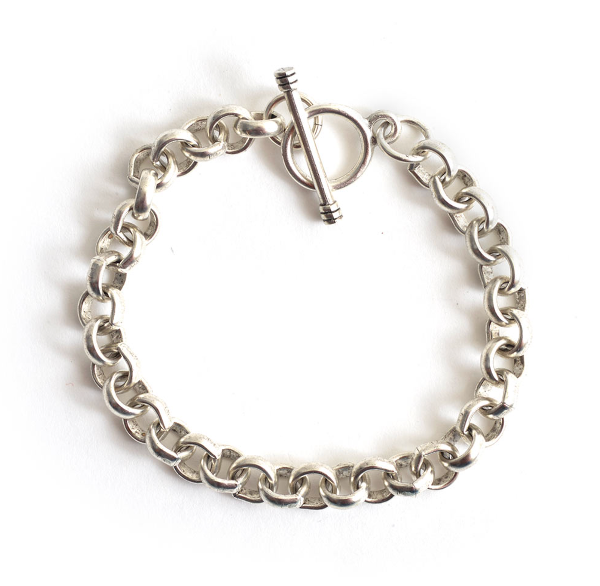 Toggle Clasp Charm Bracelet - Antique Silver