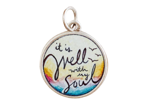It Is Well Pendant Charm: Antique Silver / Small