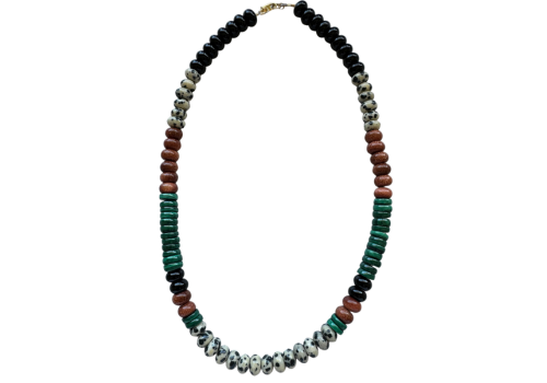 Rowan Necklace: Malachite/GoldStone/Jasper