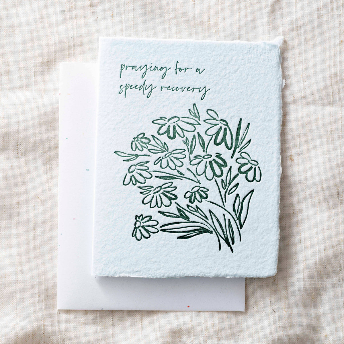 Praying For a Speedy Recovery | Sympathy Flat Greeting Card - Blank on Back