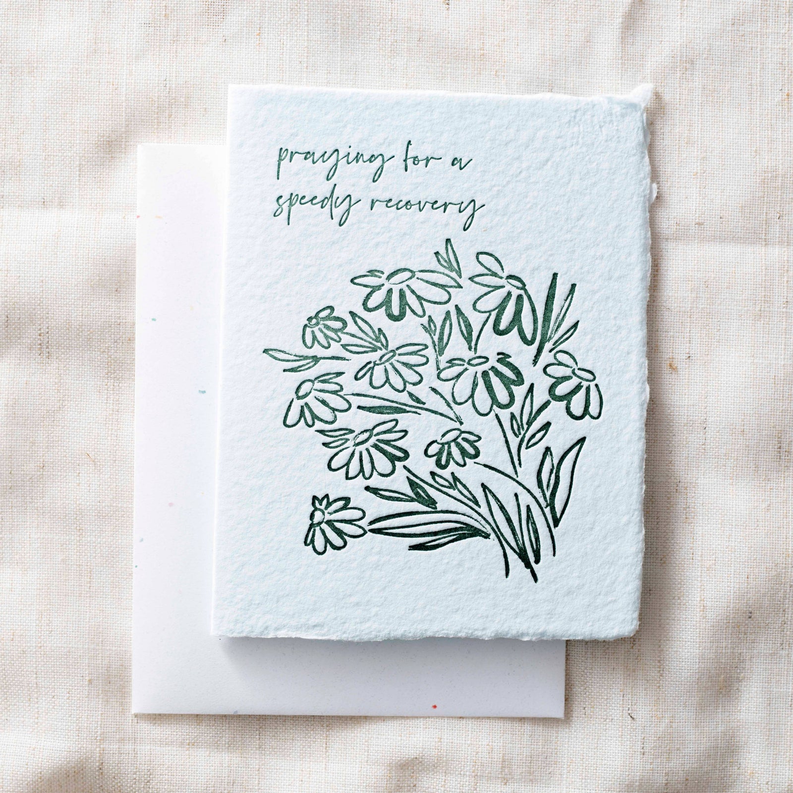 Praying For a Speedy Recovery | Sympathy Flat Greeting Card - Blank on Back