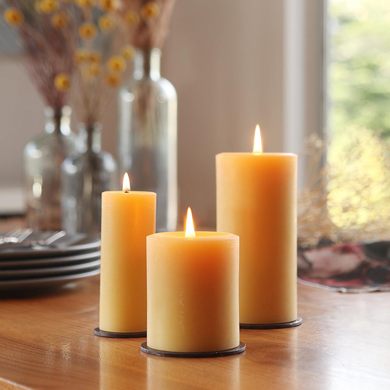 Pure Beeswax Pillars: Large (3" x 6") / Black