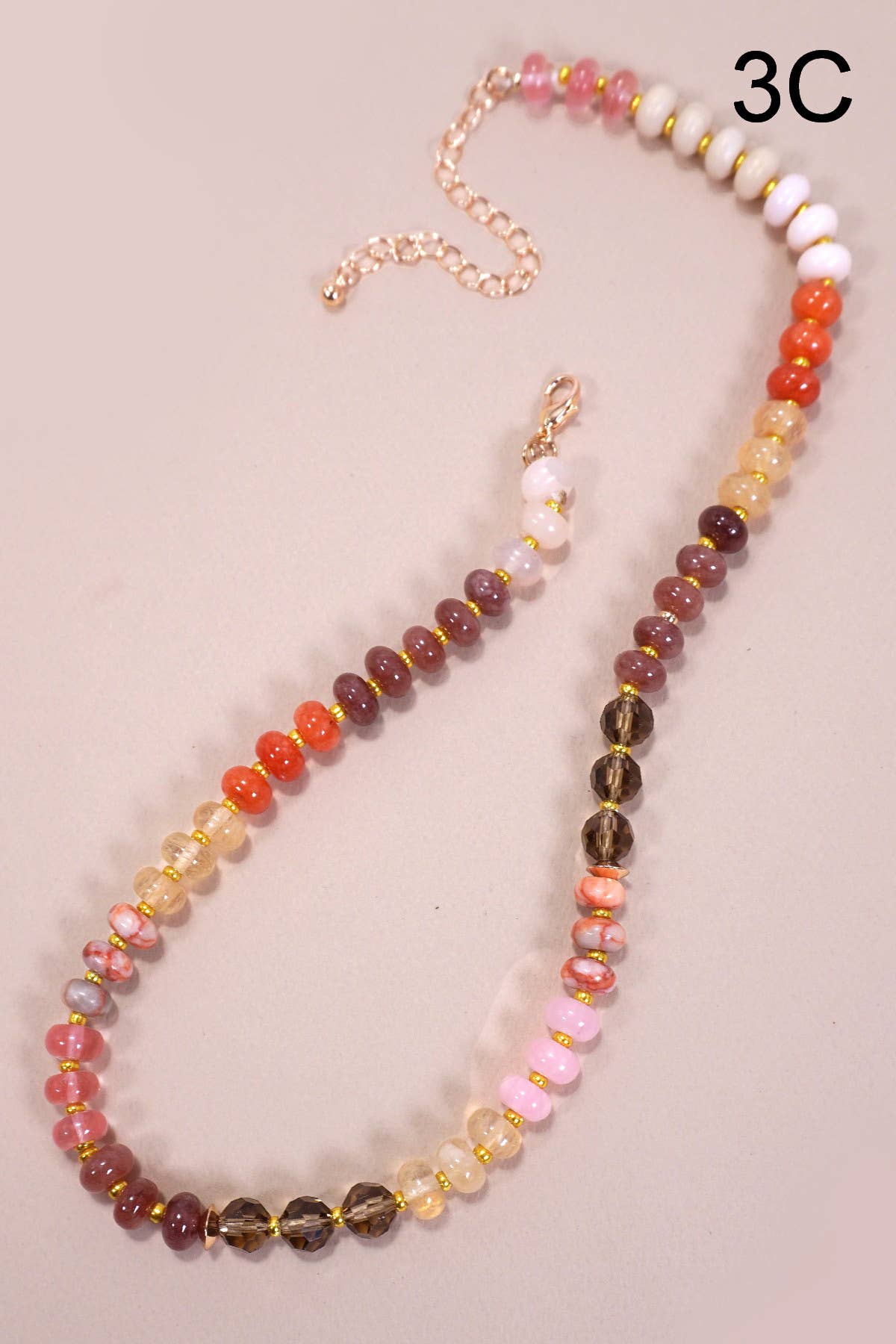 NATURAL AGATE GLASS SEMI PRECIOUS BEAD NECKLACE | 80N896: 3A