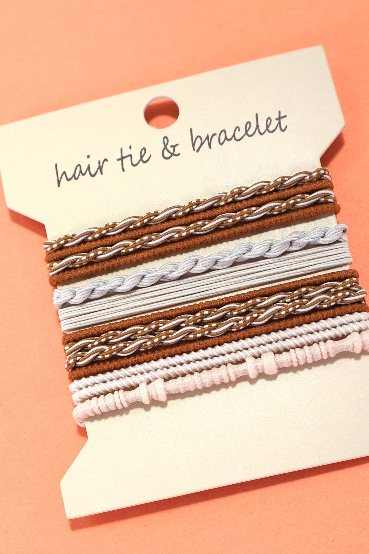 BOHO DUAL FUNCTION KNOT BRACELET HAIR TIES | 40BH103: Tan