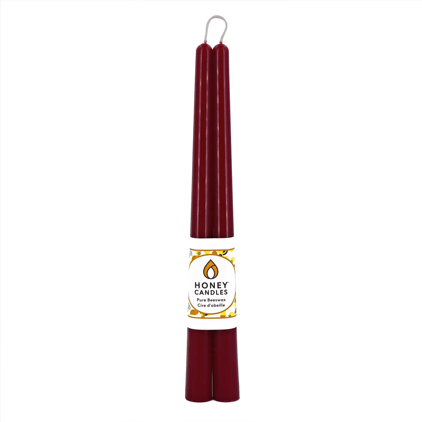 12" Beeswax Candlesticks (pair)  - Burgundy
