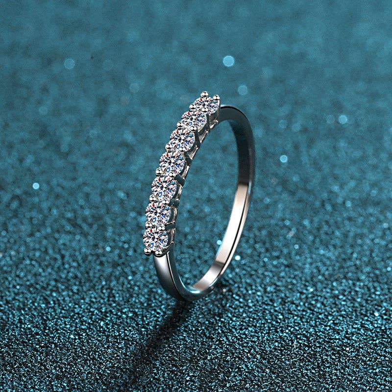Pave Moissanite Wedding Band Ring in 925 Sterling Silver: 0.28 ct / 7 1/3 US/CA