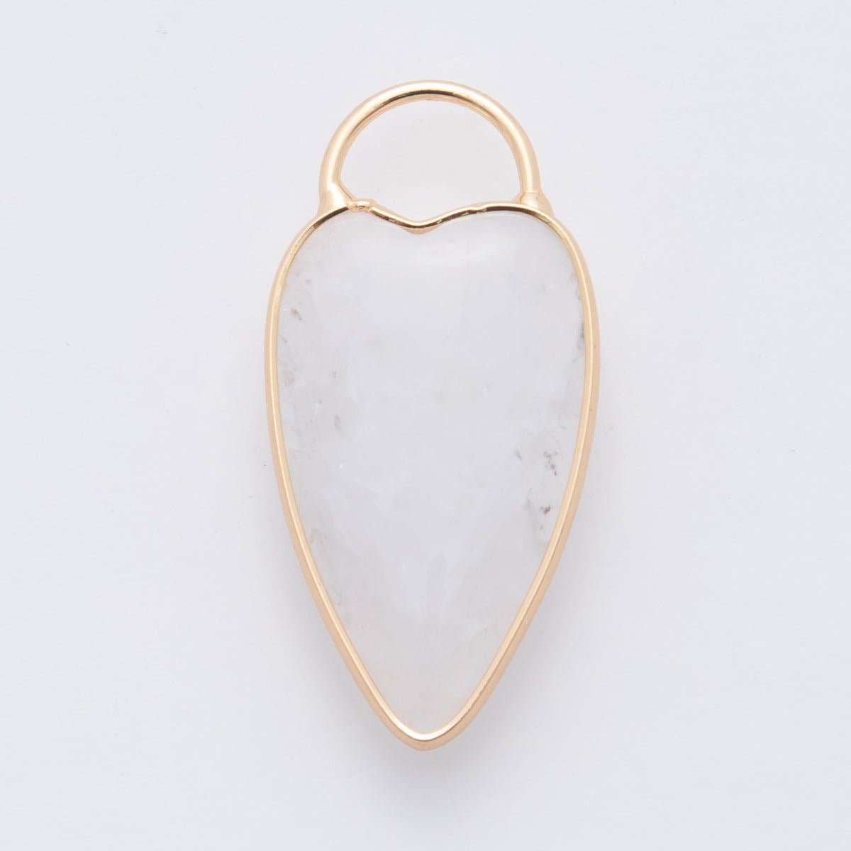18K Gold Filled Clear Quartz Heart Padlock Charm