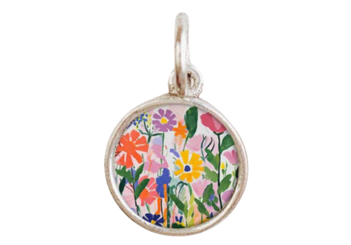 Wildflowers Pendant Charm: Antique Silver / Small