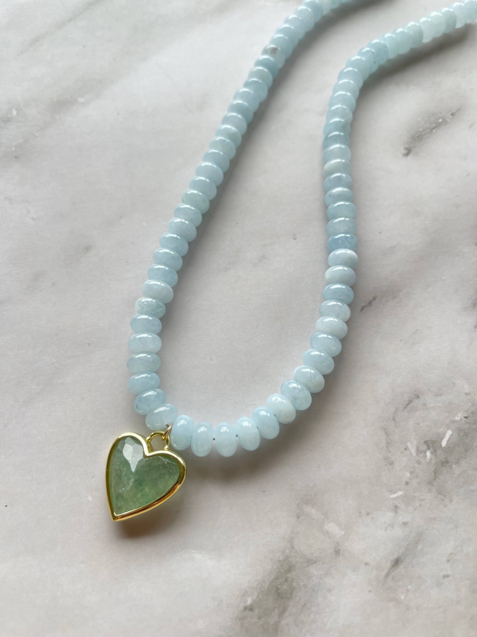 Caia Necklace New Colors Added! : Light Blue Jade with Green Aventurine