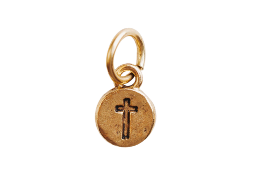 handmade Itsy Cross Metal Charm: Antique Gold