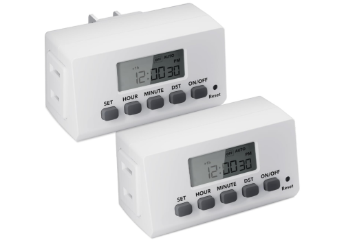 BN-LINK Indoor 24H Programmable Digital Timer Outlet, Slim 1 Outlet, 2 Pack