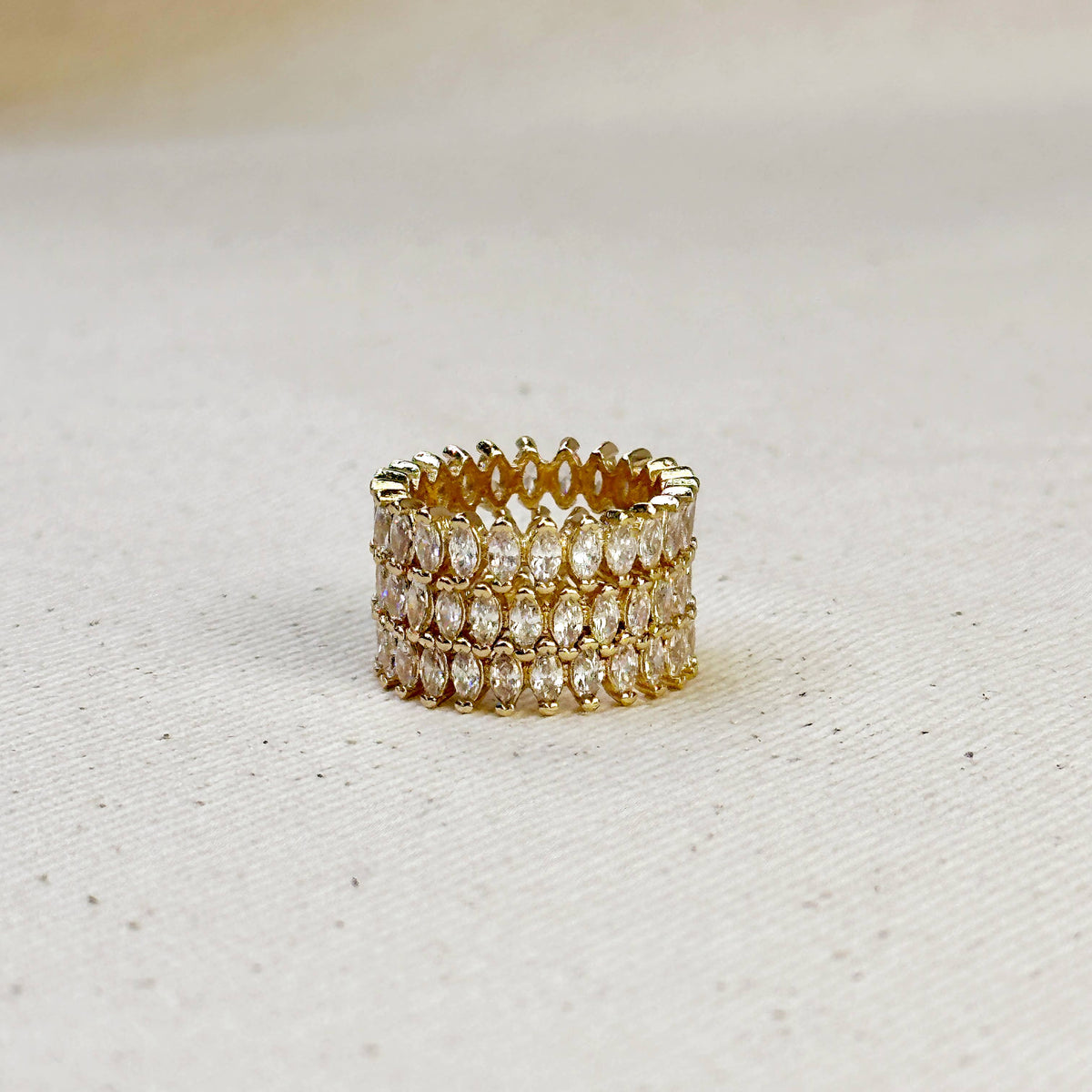 18k Gold Filled Marquise Eternity Band Ring: EMERALD