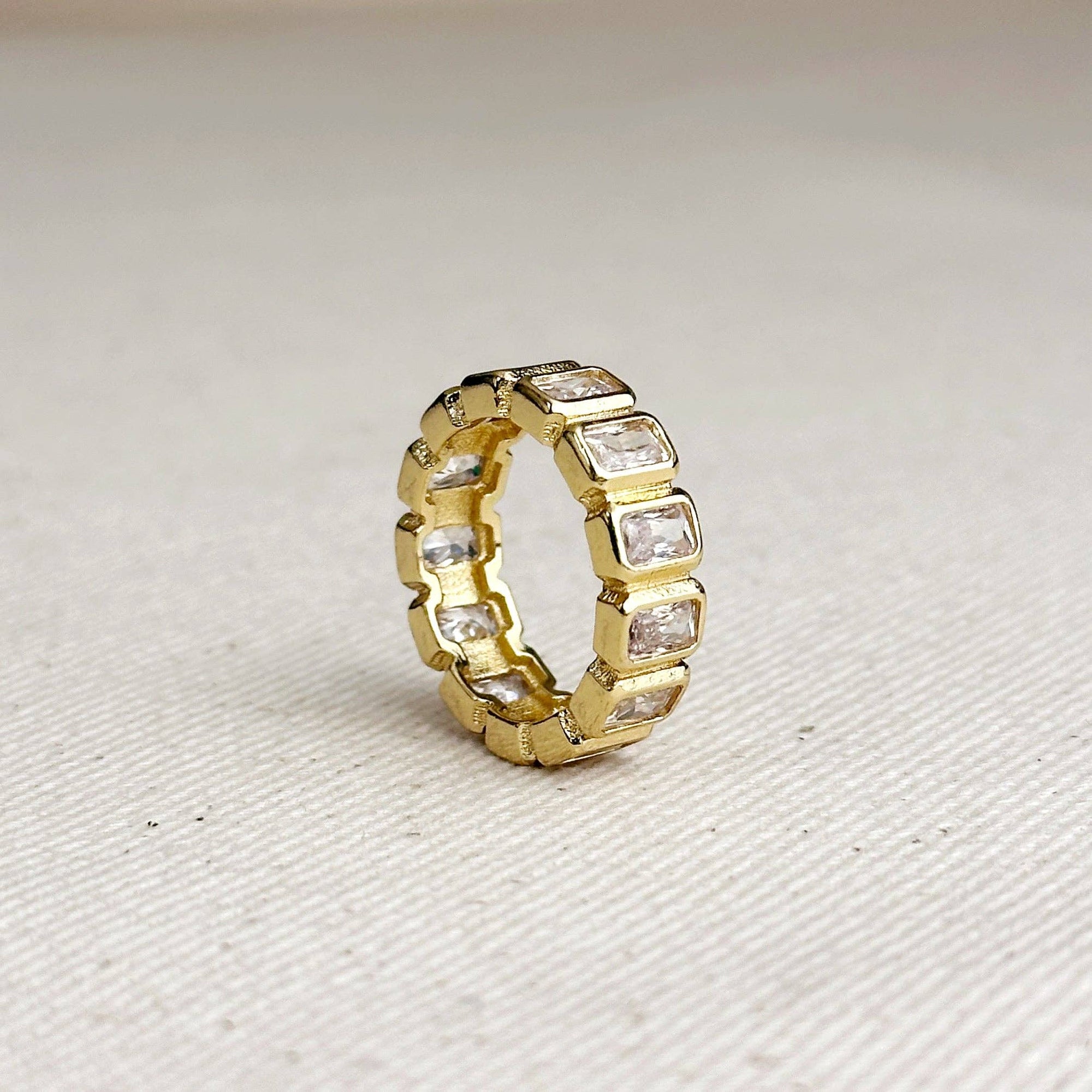 18k Gold Filled  Chunky CZ  Eternity Band Ring: 6.5