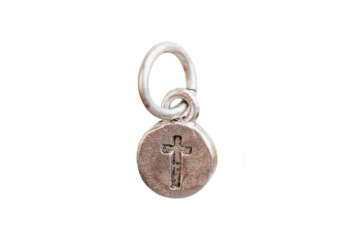 Handmade Itsy Cross Metal Charm: Antique Silver