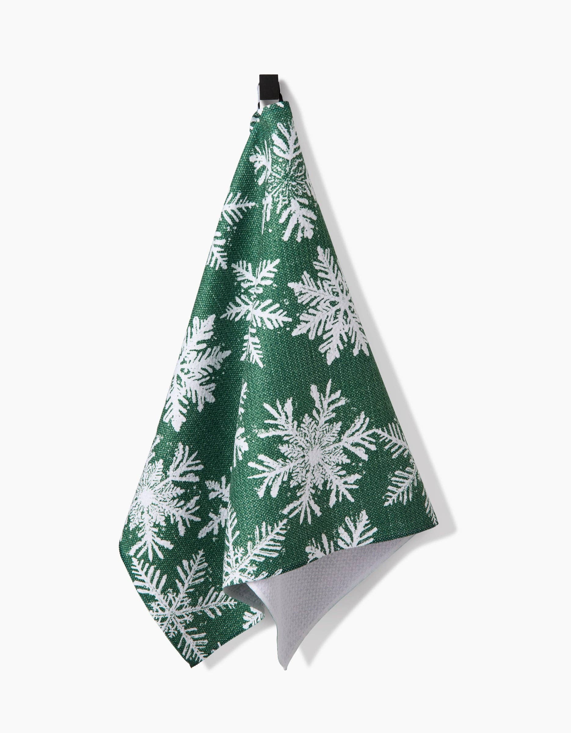 Snowy Days Green Geometry Tea Towel