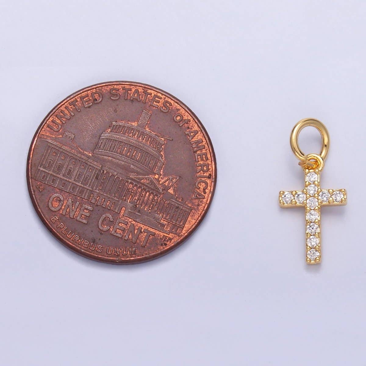 24K Gold Filled Micro Paved CZ Religious Cross Charm in Gold & Silver | N006: GOLD