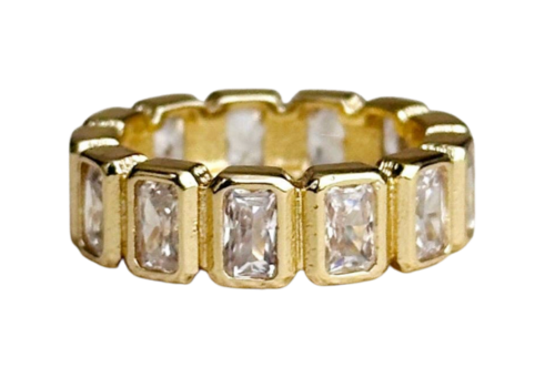 18k Gold Filled  Chunky CZ  Eternity Band Ring
