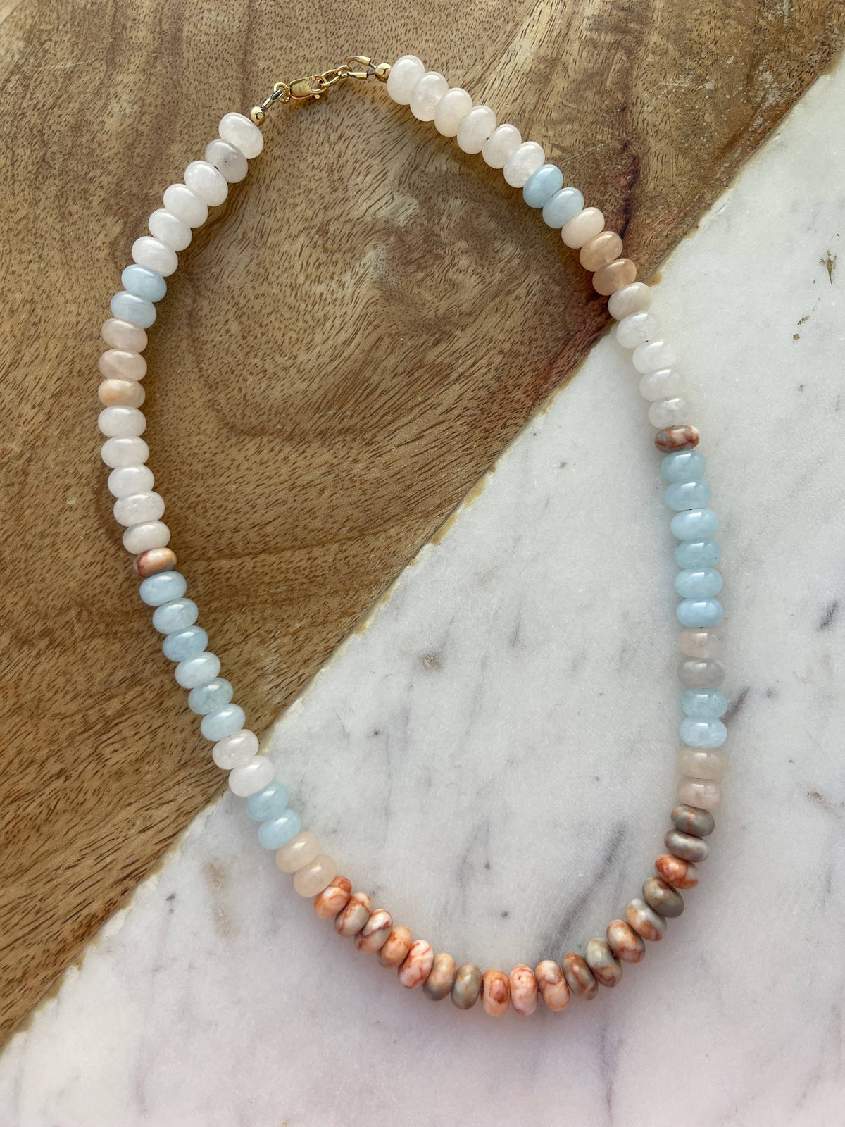 Rowan Necklace: Light Blue/Peach/Ivory