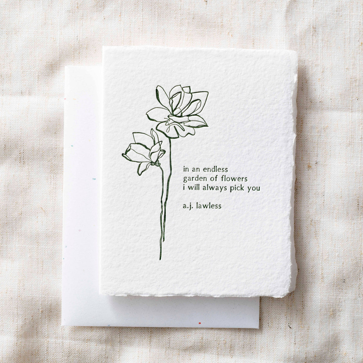 I Always Pick You | Plant Floral Love Greeting Card: Flat A2 Greeting Card. Blank on Back.