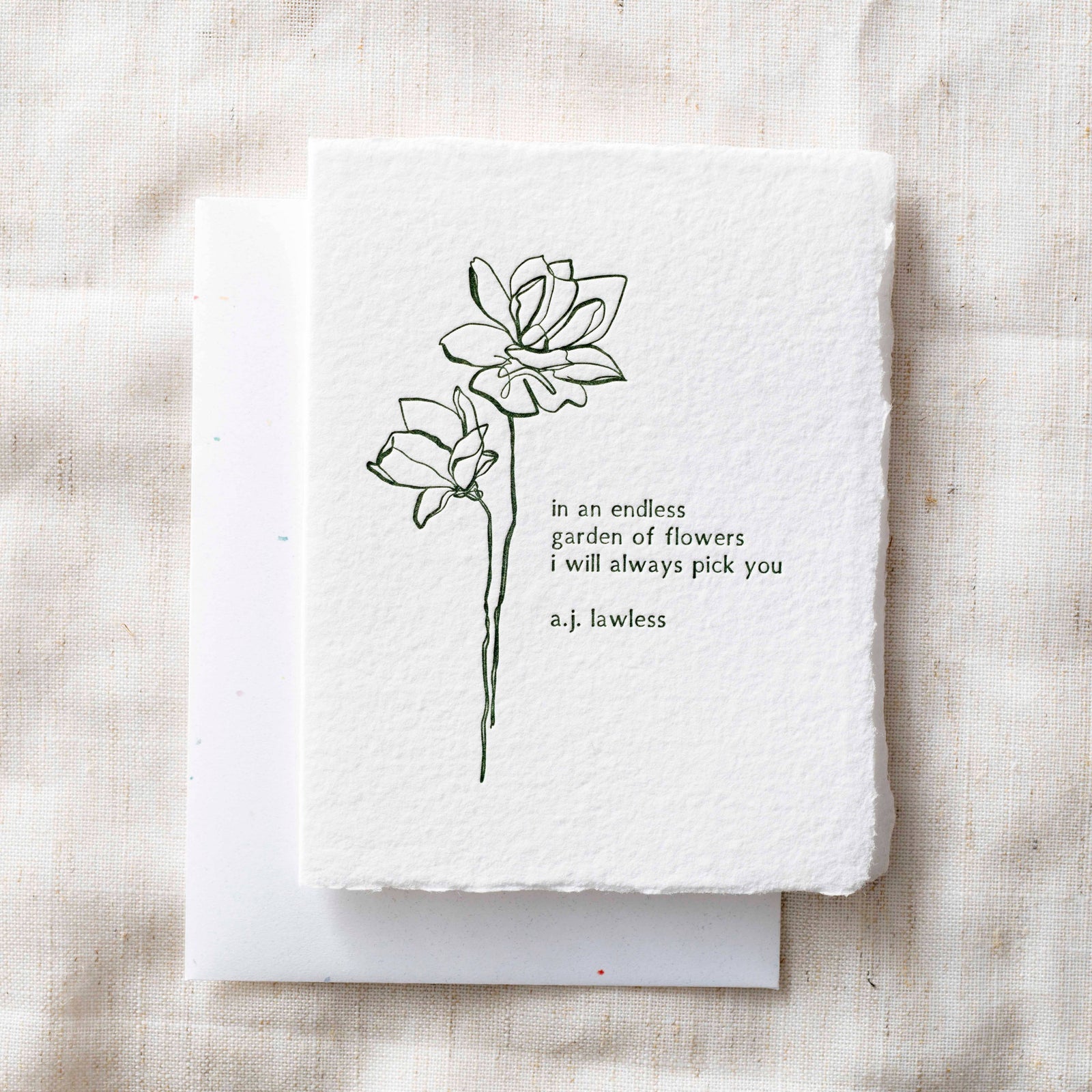 I Always Pick You | Plant Floral Love Greeting Card: Flat A2 Greeting Card. Blank on Back.