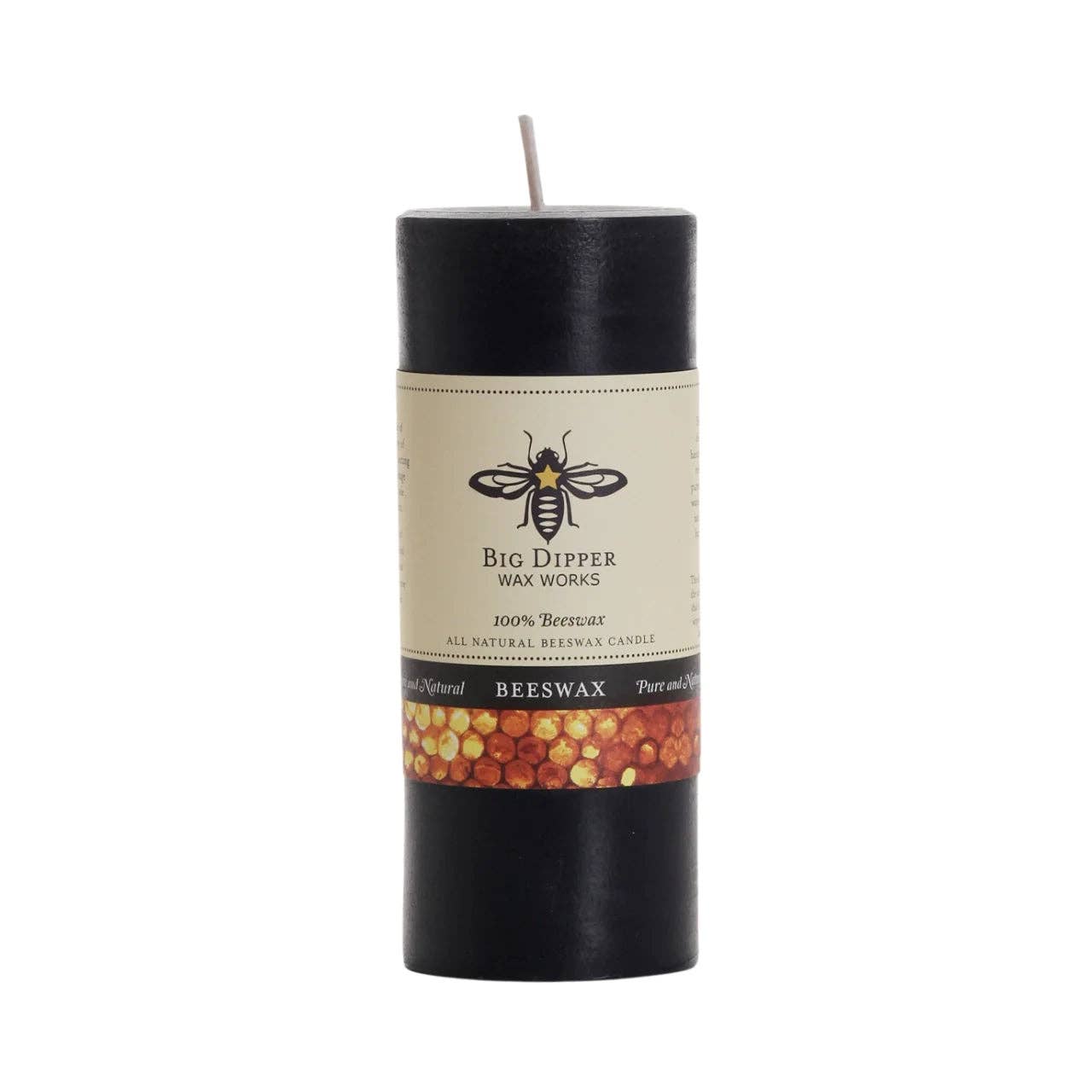 Pure Beeswax Pillars: Large (3" x 6") / Black