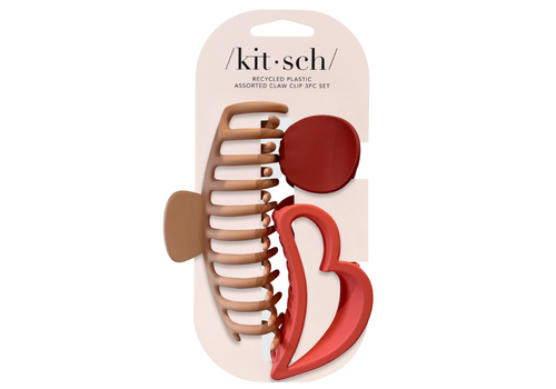 Valentine Recycled Plastic Assorted Claw Clip 3pc - Oversized Claw