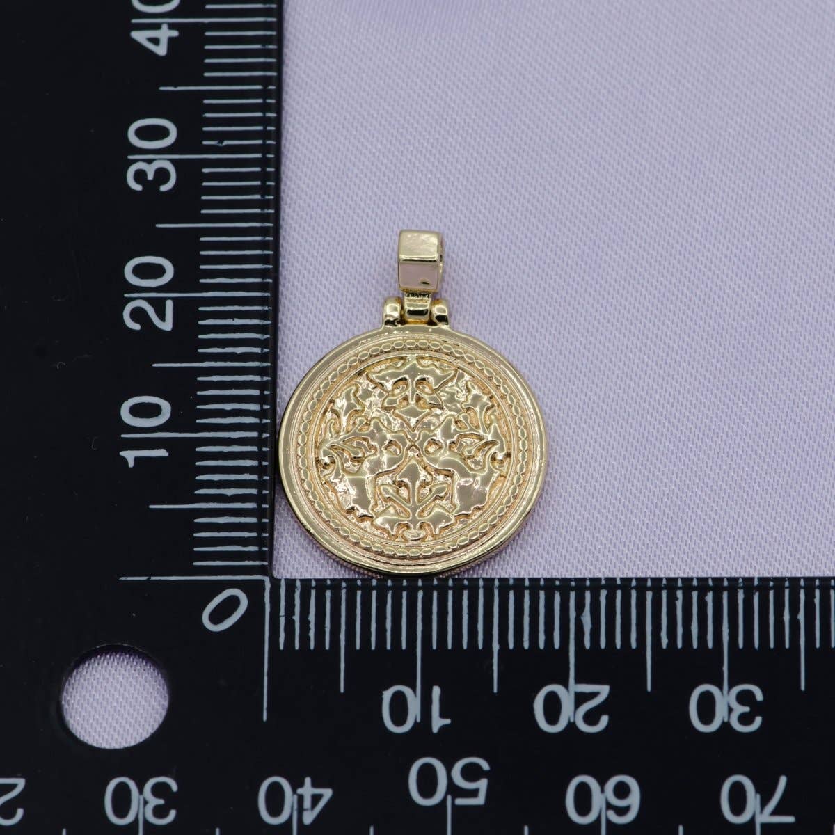 14K Gold Filled Abstract Hammered Round Pendant