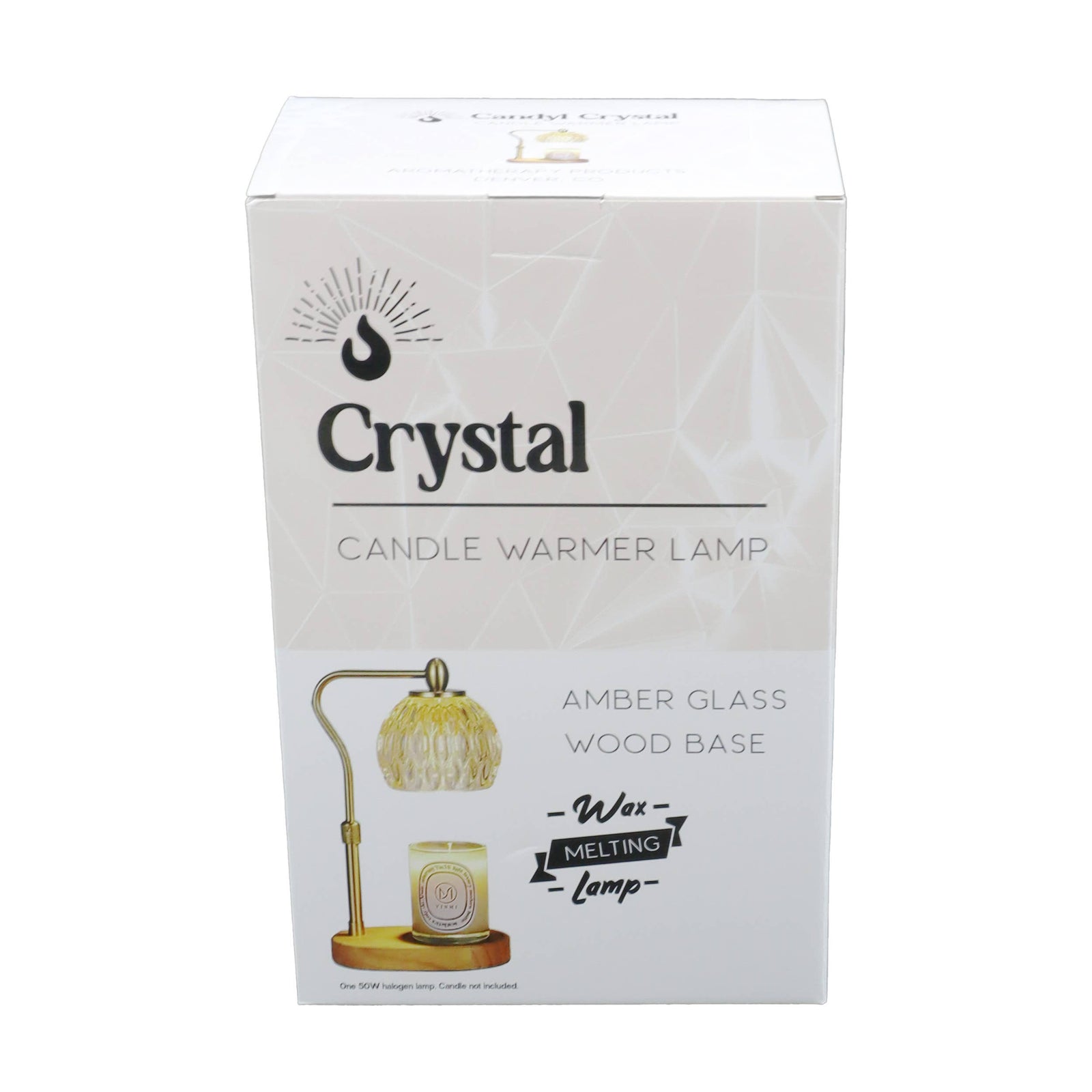 Candle Warmer Lamp - Crystal Glass & Wood Base - Gold