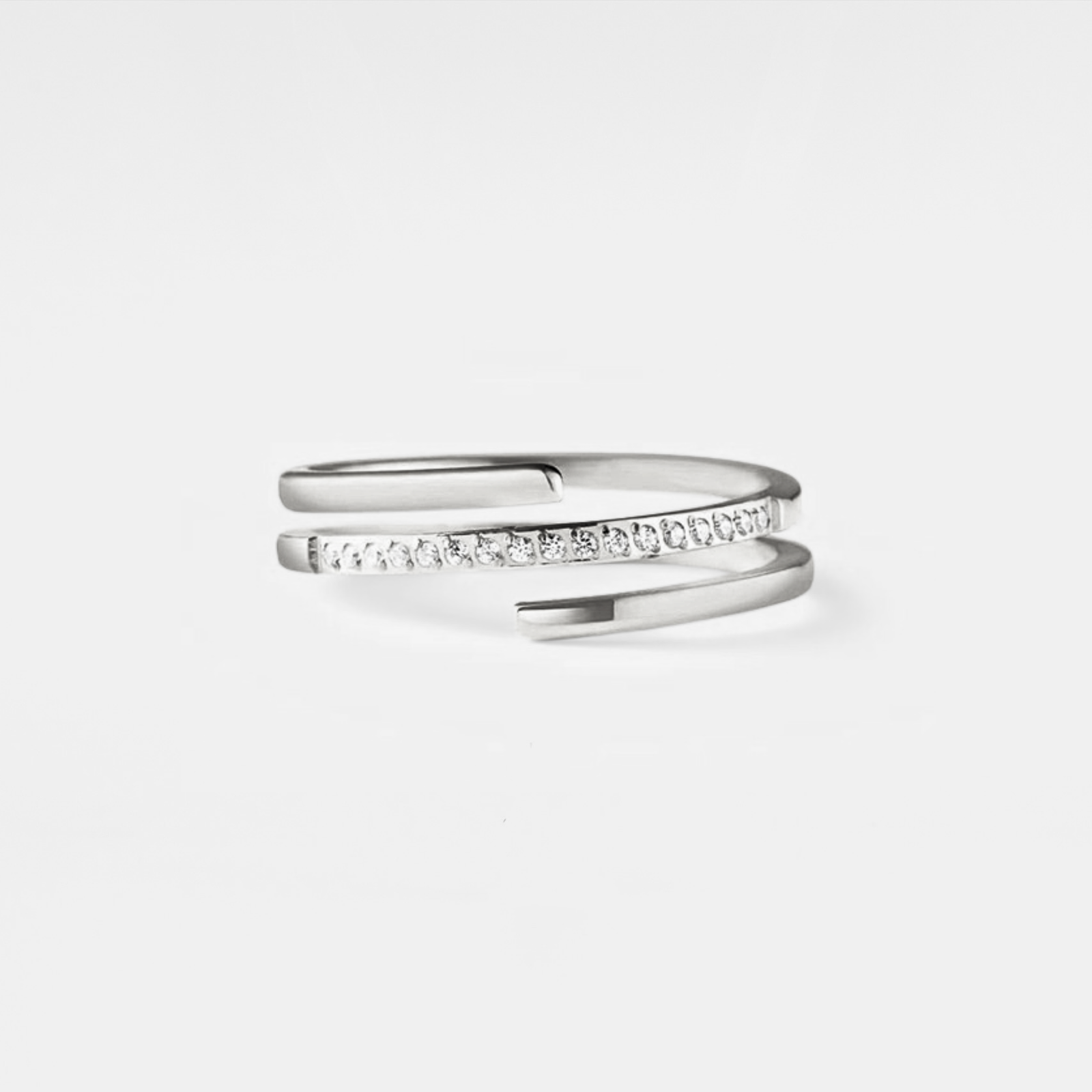 Three Row Stacking Spiral Wrap Ring in 925 Sterling Silver: Silver / 7 US