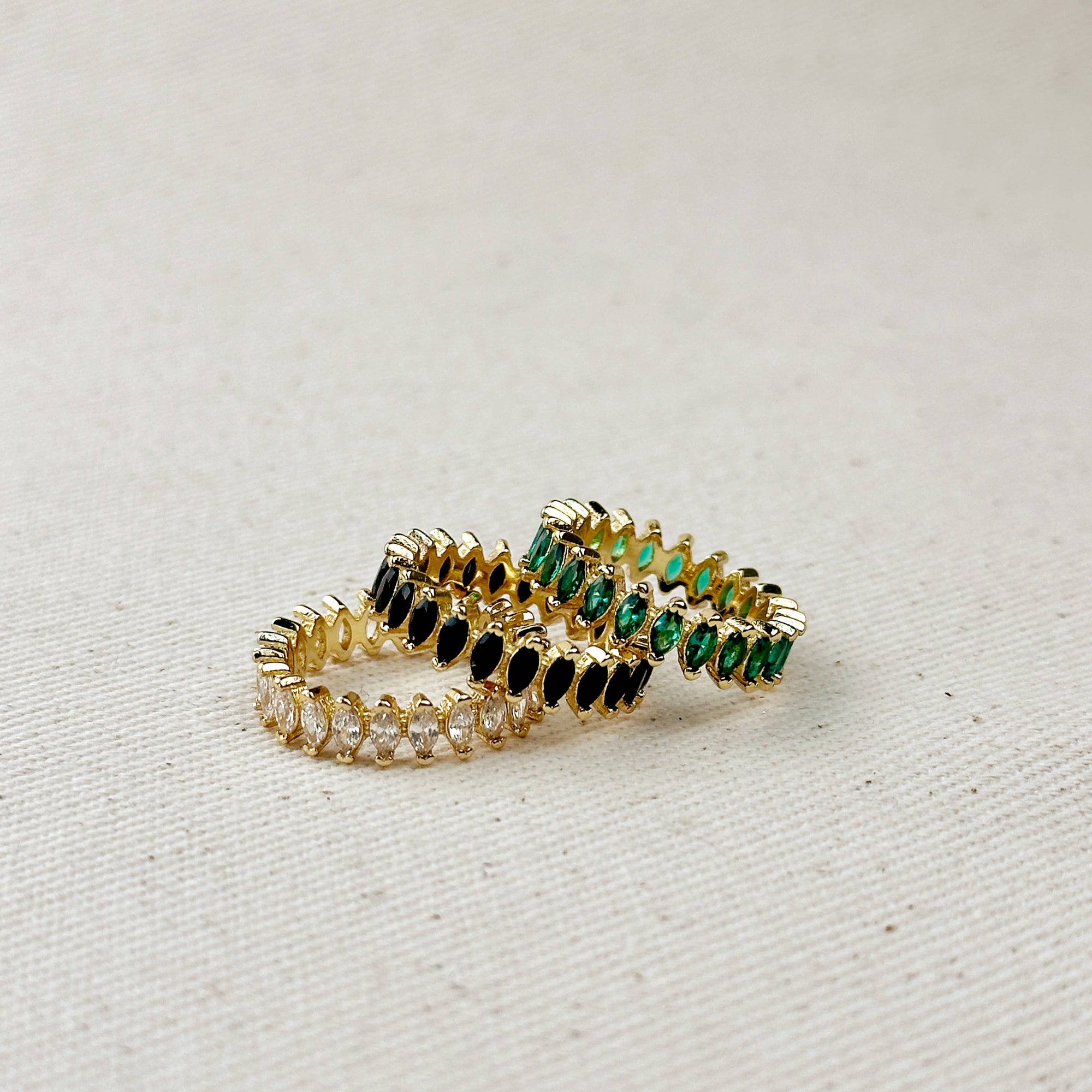 18k Gold Filled Marquise Eternity Band Ring: Black
